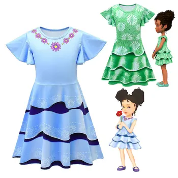 

2020 New Girl Cartoon Dress / Girl Cosplay Dress / Blue Midi Dress with Necklace Pattern / Nancy Princess Dress