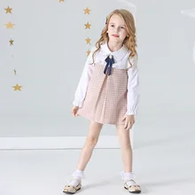 Осенне-зимняя одежда в клетку с длинными рукавами для девочек; повседневное детское платье для девочек; платье-пачка; вечерние платья для девочек; одежда для детей