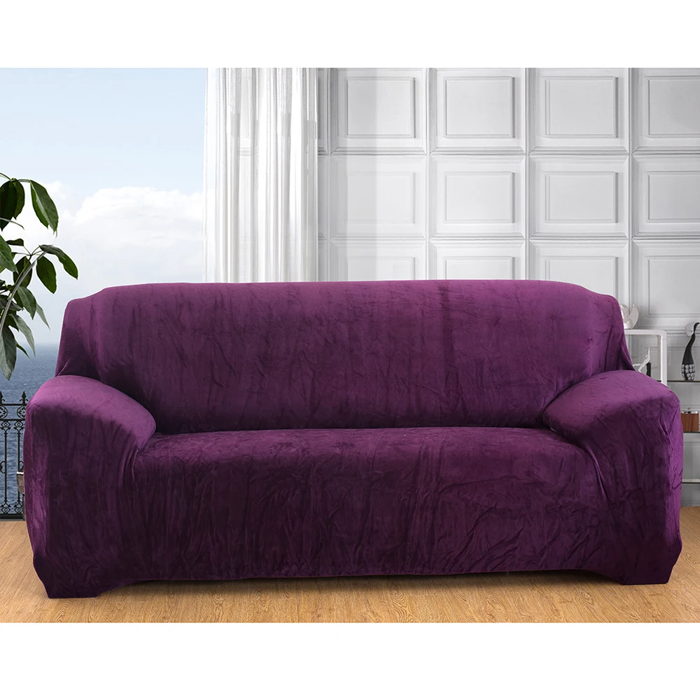 Плюшевые утолщенные универсальные чехлы для дивана, эластичные чехлы для кресла, хлопковые секционные Чехлы для дивана, универсальные чехлы - Цвет: Фиолетовый