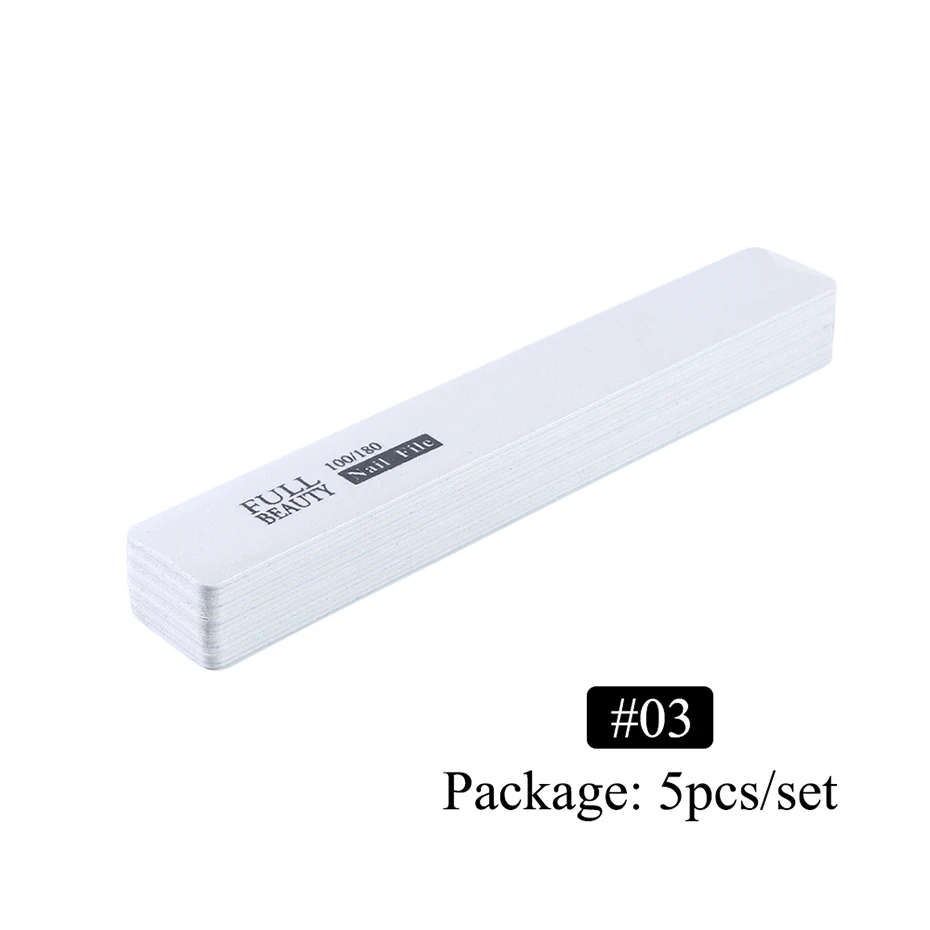 STZ 5pcs 100/180 Professional Sandpaper Nail File For UV Gel Polish Straight Curved Sanding Buffer Block Manicure Tools#1535-1