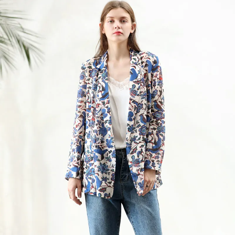 Yangxun Осень рами китайский стиль Женская куртка ZHI81451 - Color: Blue