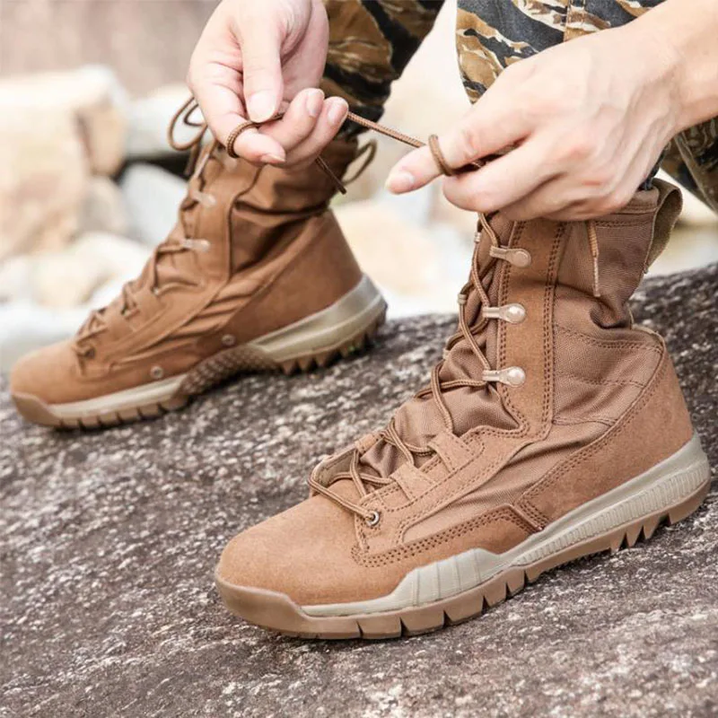 

Men Outdoor Military Tactical Combat Boot Waterproof Light Breathable Non-Slip Army Boots Climbing Training Hiking Sports Shoes