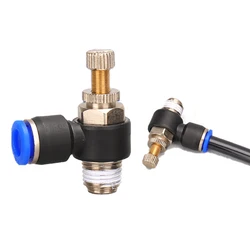 Air 1/8 1/4 3/8 1/2 Speed Control Pneumatic Fitting Throttle Valve Controller 4 6 8 10mm Hose Tube Fast Connection Adjustable