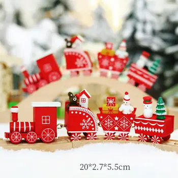 

Christmas Tree Deer Snowman Santa Wooden Painted Train Model Xmas Kids Toy Gift Navidad Desktop Window Home Decoration Ornament