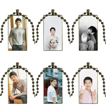

Fashion Glass Cabochon Pendant Necklace Women Bronze Color Choker Rectangle Necklace For Wedding Song Joong Ki So Cute Korea
