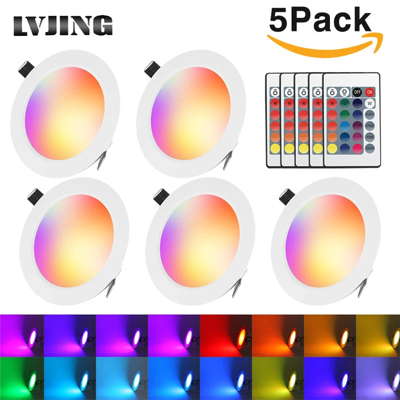 Круглая утопленная Светодиодная лампа LVJING 5 шт./лот Вт RGB 110 В 220 230 240 в светодиодная