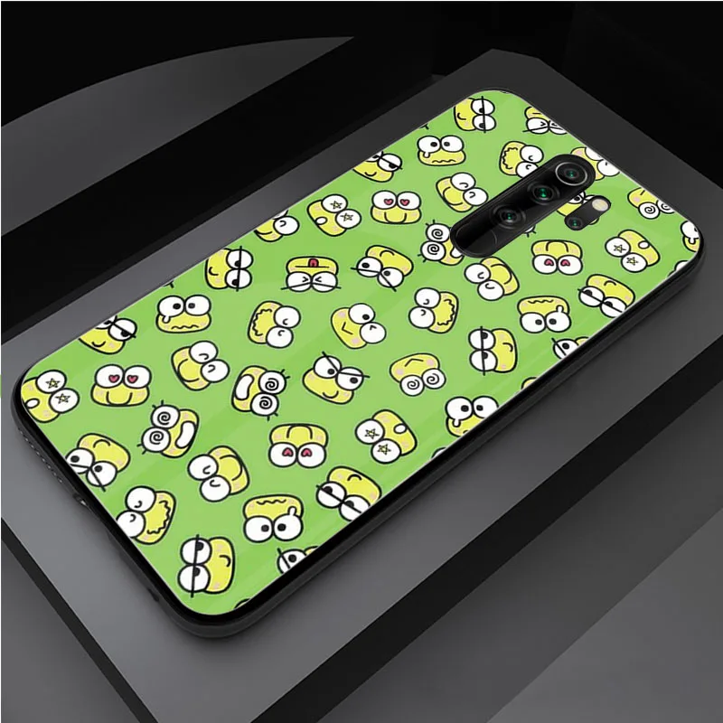 Cute green frog Keroppi DIY Tempered Glass Phone Case for Redmi 7A 8 9 NOTE 9 8 7 6 Pro Luxury printed cover shell case for xiaomi Cases For Xiaomi