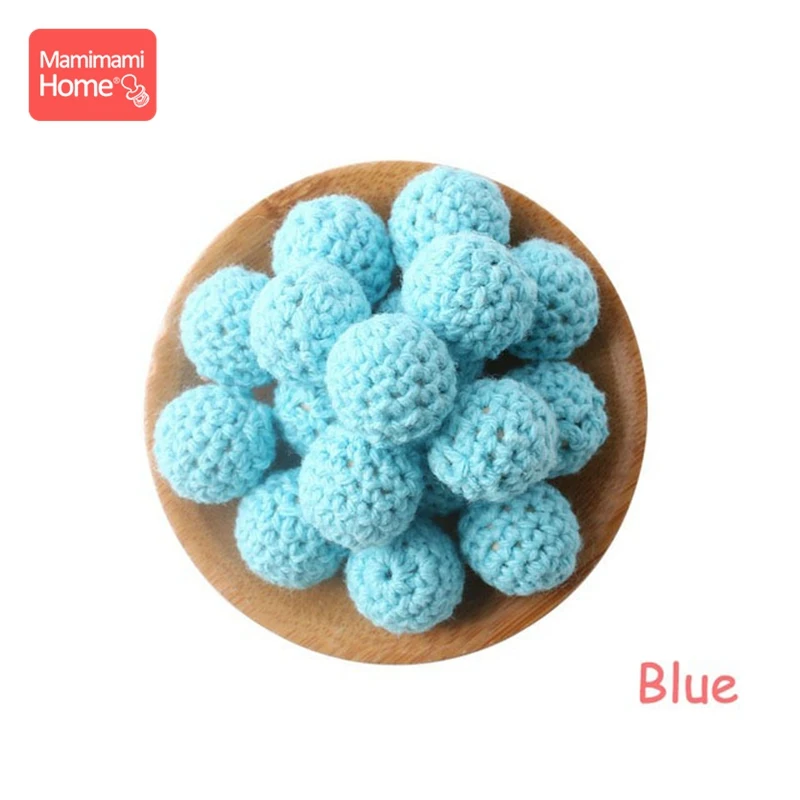Blue 10 шт. 20 мм набор для вязания крючком Прорезыватель для зубов сделай сам для Кормления Шприц ожерелье деревянные пустые вязаные бусины Детские товары игрушки - Цвет: Blue
