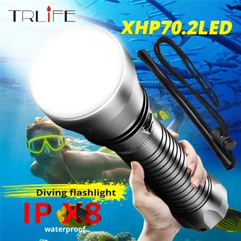 

IP8 Waterproof XHP70.2 LED Yellow/White Light Ultra Diving Flashlight 26650 Torch Underwater 100M XHP50 Scuba Diving light