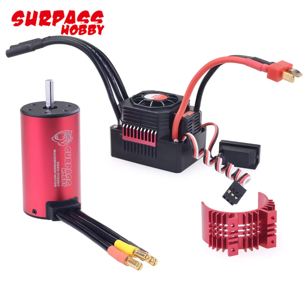 

SURPASSHOBBY 3665 2900KV Brushless Motor with 80A Waterproof ESC Combo for RC 1/10 Car