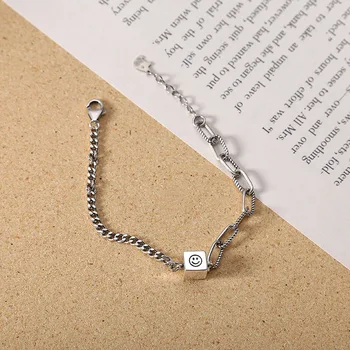 

S925 Fine Silver Square Bracelets Women Geometry Best Friend Korean-style Simple INS Non-mainstream Design Hand Jewelry 6