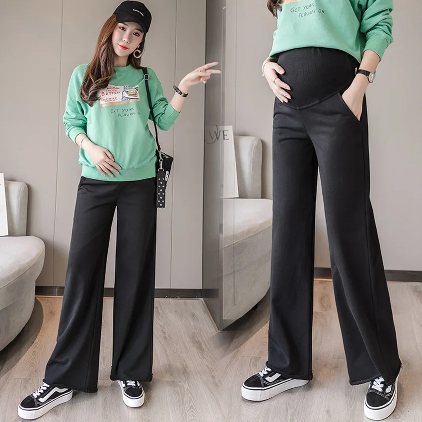 2022 maternity pants spring and autumn wear loose wide leg pants cotton leggings trousers nine points 3