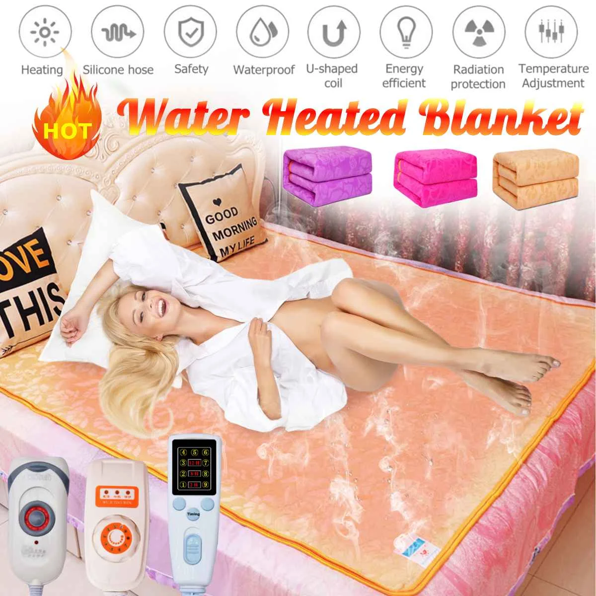 

Household Flannel Electric Blanket Heater 200*180cm Adjustable Heated Blanket Thermostat Electric Heating Blanket With Remote