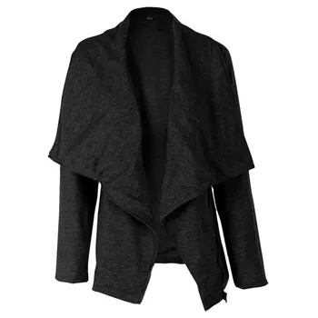 

Women Diagonal Zipper Design Casual Solid Color Turn-down Collar Sweater Autumn And Winter Long Sleeve Jacket Coat