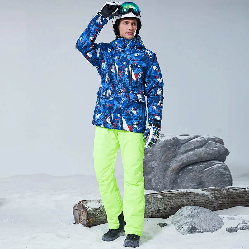 hx73green Комплект для сноуборда, мужская куртка для сноуборда и брюки, лыжные костюмы, лыжная куртка и брюки, комплект, зимнее теплое пальто, зимняя куртка, брюки для мужчин - Цвет: hx73green