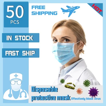 

50Pcs/Bag 3 Layer Non-woven N95 Antiviral Mask Anti Dust Virus pollution Disposable Dust Filter Filterprotection Mask kids masqu