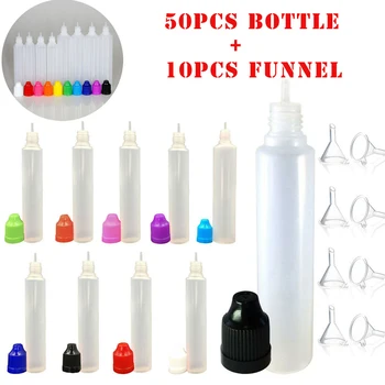 

50pcs 30ml/60ml Empty LDPE Plastic Squeezable E Juice Liquid Dropper Bottle Eye Refillable Bottles Long Tip Cap Vape Container