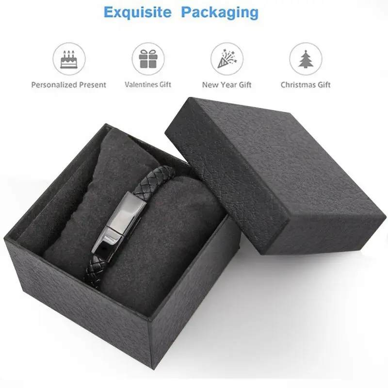 

high quality Portable Charging Cable Bracelet Braided Leather Wrist Band Charger Data Cord For iphone Micro Type-C