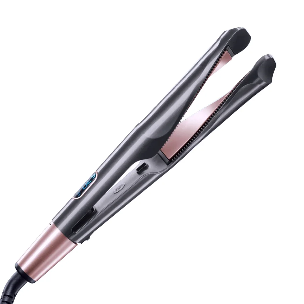 

2 In 1 Straightening LED Display Tong Tourmaline Ceramic Styling Tool Hair Curling Iron Wired Home Multipurpose Dual Voltage