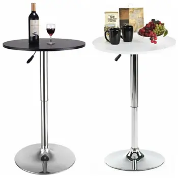 

23.6" Round Bar Stool Pub Bar Table Adjustable Swivel Counter Height Black White