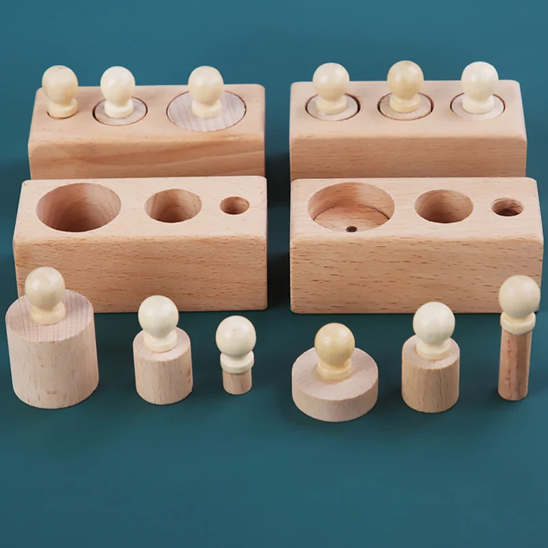 Mini juguetes de madera de colores para bebé, material Montessori