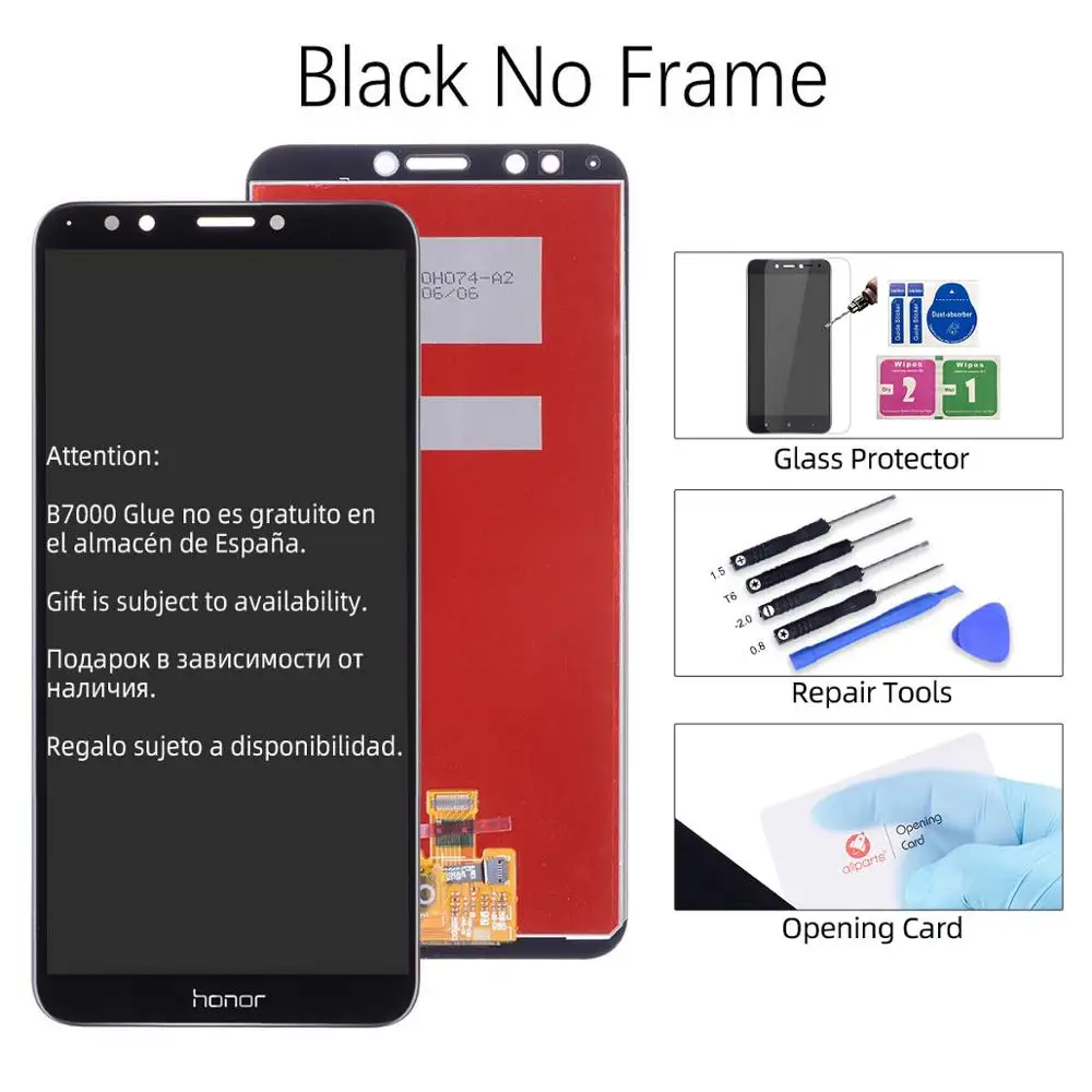 Дисплей для Huawei Honor 7C 7C Pro LCD в сборе с тачскрином на рамке 5.99'' черный белый - Цвет: Black No Frame