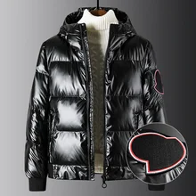 Хит, модные зимние пальто, мужские теплые толстые пальто, зимняя мужская теплая верхняя одежда, модные глянцевые пуховики из искусственной кожи на молнии для мужчин