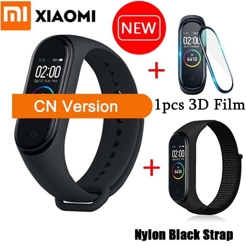 CN 3DfilmNylon01 Xiaomi Mi смарт-браслет 4 глобальной версии 3 цвета AMOLED экран пульсометр фитнес Bluetooth 5,0 спортивный водонепроницаемый браслет - Цвет: CN 3DfilmNylon01