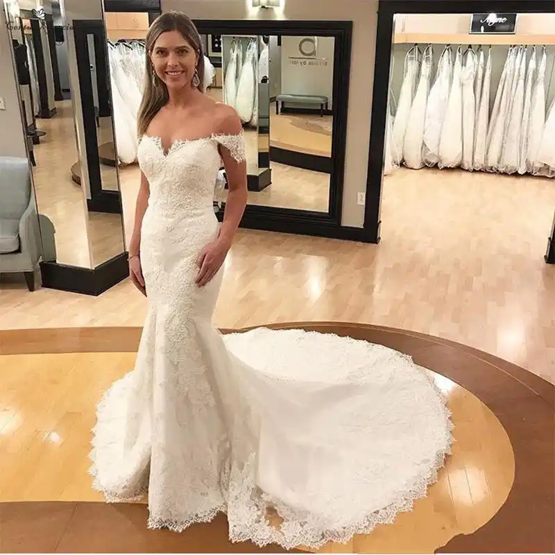Vestidos De Novia Sin Hombros Sirena Aplique De Encaje Sin Espalda Vestido De Novia Vestidos De Novia Vestido De Novia Sereia Aliexpress