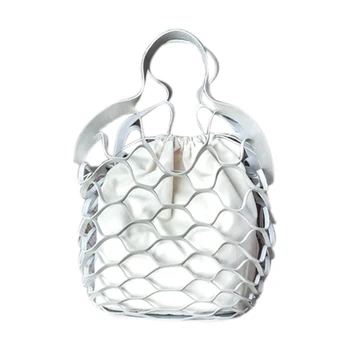 

Hollow Out Mesh Design Women Handbags Net Canvas Composite Bag Ladies Drawstring Tote Famous Brands Casual Beach Bags