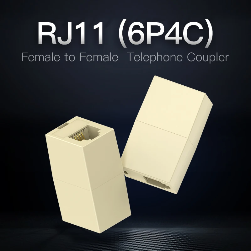 Vention-acoplador recto de teléfono RJ11 6P4C, adaptador de extensión de Cable de teléfono hembra a hembra