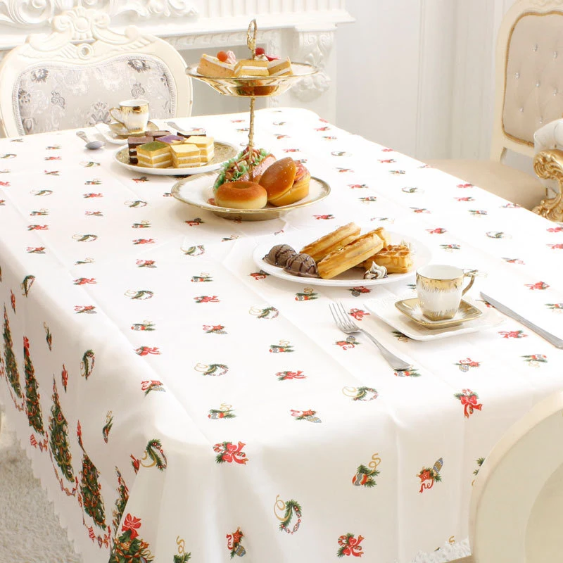  180cm Christmas Tablecloth Xmas Printed Table Cloth Dining Table Dust Cover Home Decoration for Chr