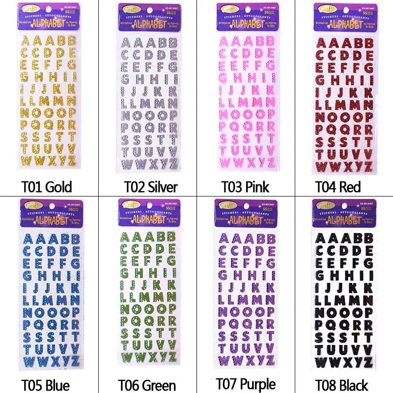 1 лист алфавит с блестками наклейки буквами Стразы самоклеящиеся слова сделай