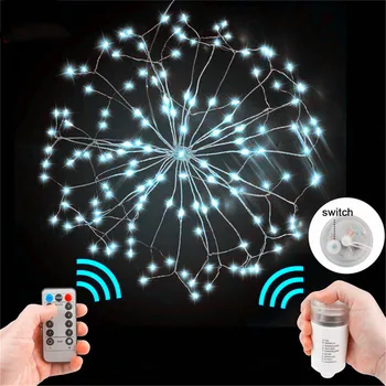 

DIY Fireworks LED Fairy String Light Foldable Battery Powered Remote Control Garland For Outdoor Christmas Decor Light String