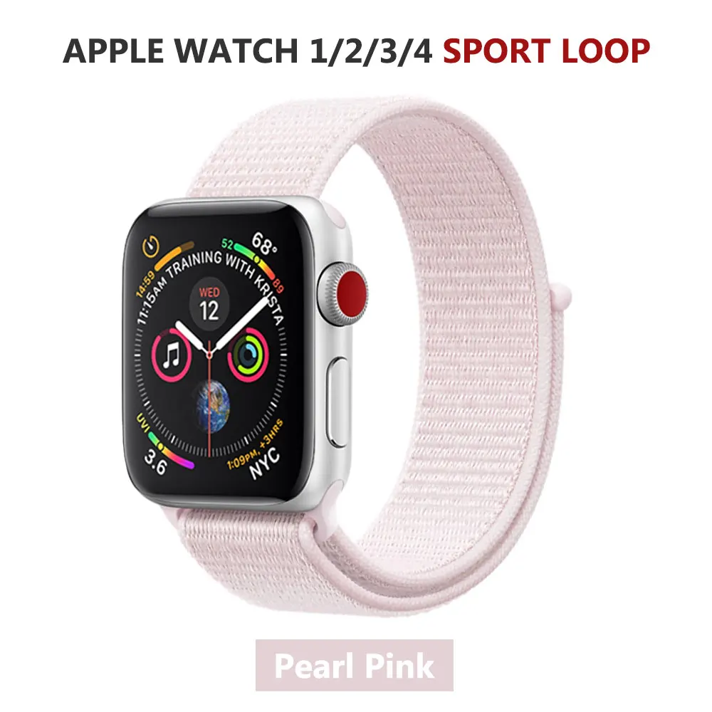 Спортивная петля нейлоновый ремешок для Apple Watch серии 5 40 мм 44 мм серия 4, браслет ремень нейлоновый тканый наручный ремешок для iWatch 38 42 - Цвет ремешка: Pearl Pink