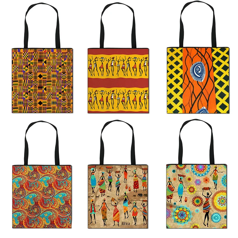 Handbag Tote-Bag Afro Shoulder Printing Females African Women Ladiestraditional for Girls