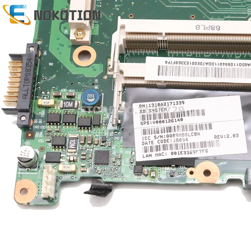 Nokotion v000126140 6050a2171301-mb-a02 para toshiba satellite a300