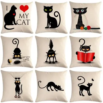 

1 Pcs Cute Cat Cartoon Pattern Cotton Linen Throw Pillow Cushion Cover Car Home Sofa Bed Decorative Pillowcase Funda Cojin 40656