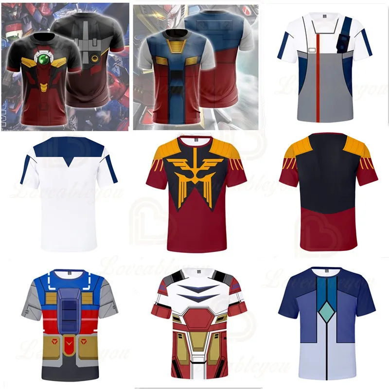 

Gundam 3d Print Cosplay 2020 Short Sleeve T-shirt Digital Printing Male Tee Tops Summer Men Cool Printed Round Neck Tshirts