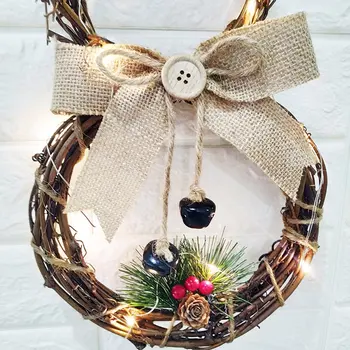 

Christmas LED Rattan Wreath Snowman Shaped Wall Door Home Hanging Decor String Lights Garland Xmas Tree Decor