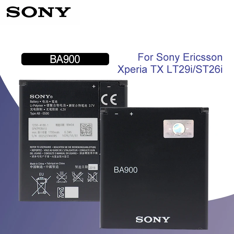 Оригинальный аккумулятор SONY BA900 1700 мАч для Xperia E1 S36H ST26I AB 0500 GX TX LT29i SO 04D C1904 C2105