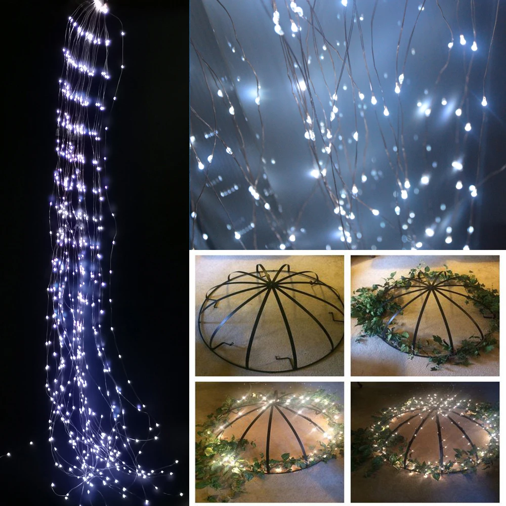 Solar Branch Fairy Lights, Waterfall Vine String Lights Waterproof Hanging Twinkle Fairy Lights Copper Wire LED Solar Lights solar pathway lights