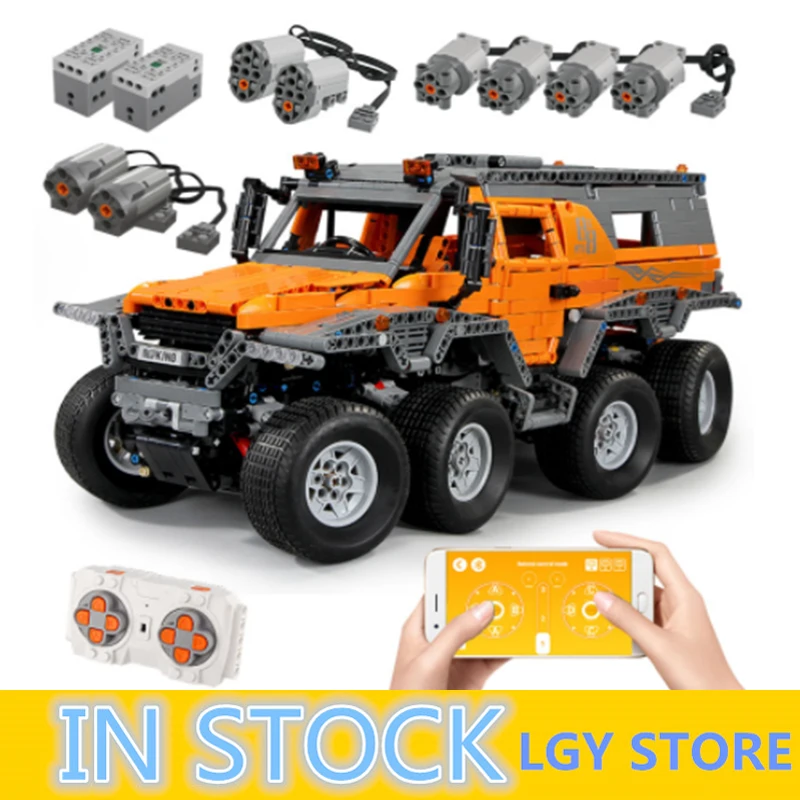 

13088 Technic Series Avtoros Shaman 8x8 Siberia Off-road Vehicle APP Remote Control car Model Building Block Bricks Boy Gifts