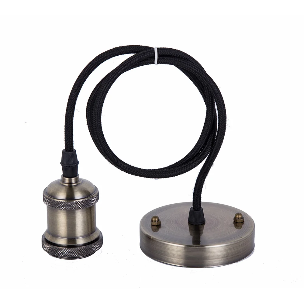 Retro E27 Screw Bulb Base Cap Pendant Lamp Holder Ceramic Socket with Wire RK828 