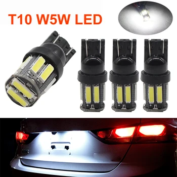 

4Pcs Car T10 LED 194 168 Wedge Replacement Reverse Instrument Panel Lamp 10 7020 SMD T10 W5W Led White Clearance Light Bulbs