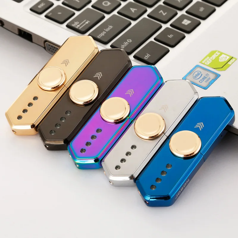 Электрическая зажигалка с гнездом usb светодиодный свет Непоседа ручной Спиннер зажигалки креативная прохладная перезаряжаемая ветростройкая Зажигалка 10 шт./партия