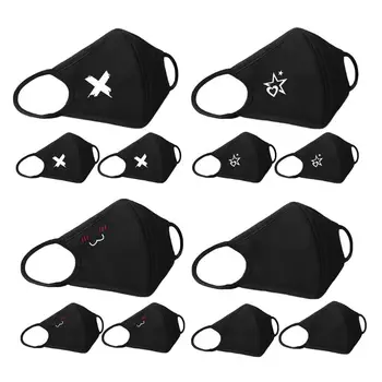 

3Pcs Men Women Fashion Cotton 3D Mouth Mask Hip Hop Printed Dustproof Windproof Washable Reusable Nose Bridge Face Cover