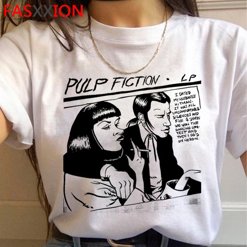 Pulp fiction Harajuku гранж Футболка женская Миа Уоллес Эстетическая Ullzang футболка 90s Забавный мультфильм футболка Модный Топ Футболка женская - Цвет: H4488