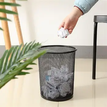 

trash can Metal mesh wastebasket can Trash can without lid