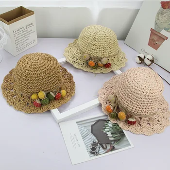 

Korean-style CHILDREN'S Straw Hat BOY'S Summer Bucket Hat Korean-style Sun Hat Girls Thin Sun Protection Hat Baby Topee